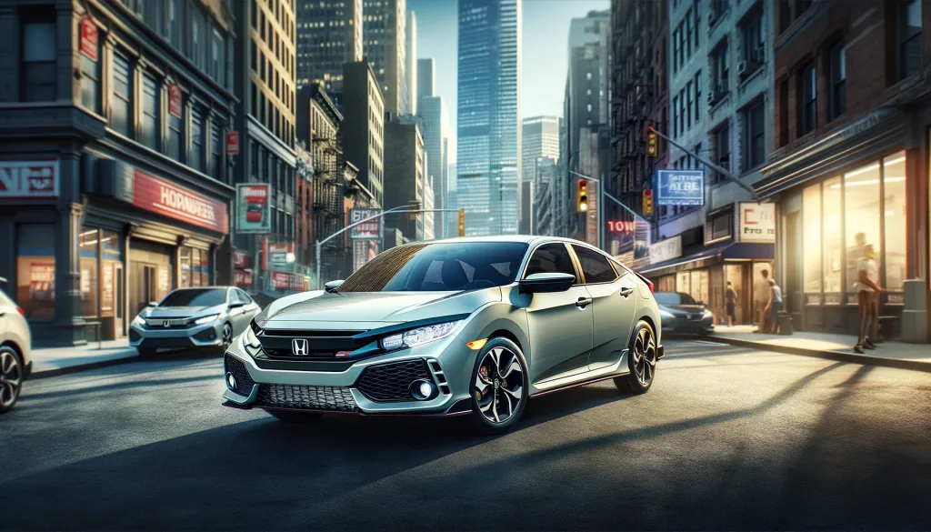 2018 Honda Civic Si in an urban setting, highlighting its sporty design