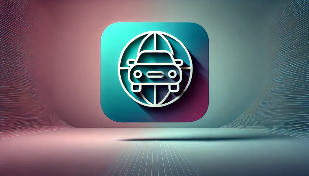 Icon of a car overlaid on a globe, symbolizing an international car-buying guide for purchasing, financing, and importing vehicles from abroad.